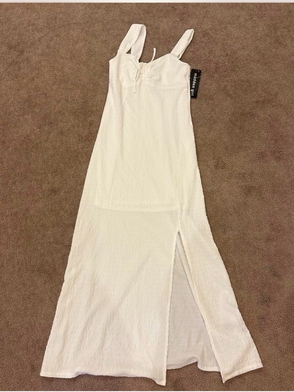 Madden Girl White Sleeveless Maxi Dress with Front Slit